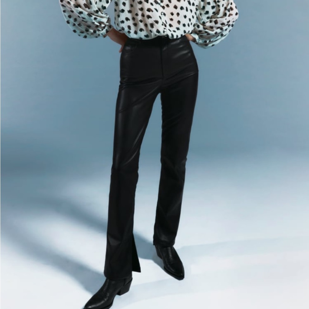 Zara Faux Leather slim pant with slit hem - worn only twice!